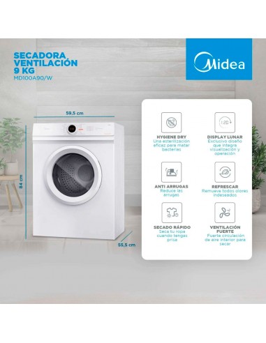 Secadora Ventilación Midea 9Kg...