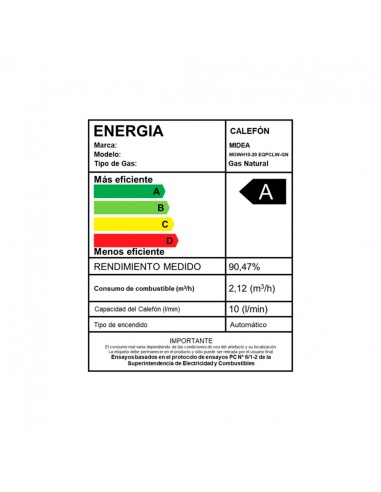 Calefont Midea 10 Litros Gas Natural...
