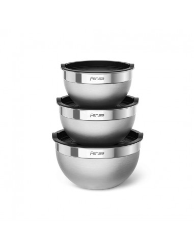 Set De 3 Bowls De Acero Inoxidable Fensa