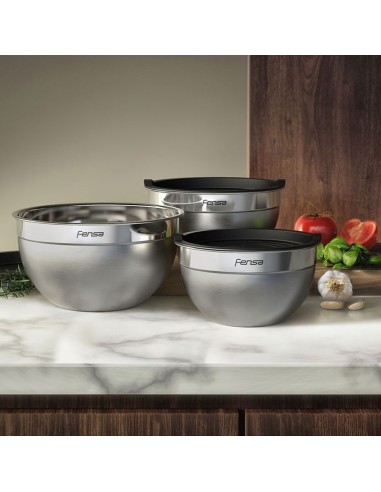 Set De 3 Bowls De Acero Inoxidable Fensa