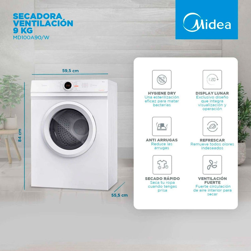Secadora Ventilación Midea 9Kg Md100A90/W Open Box-3