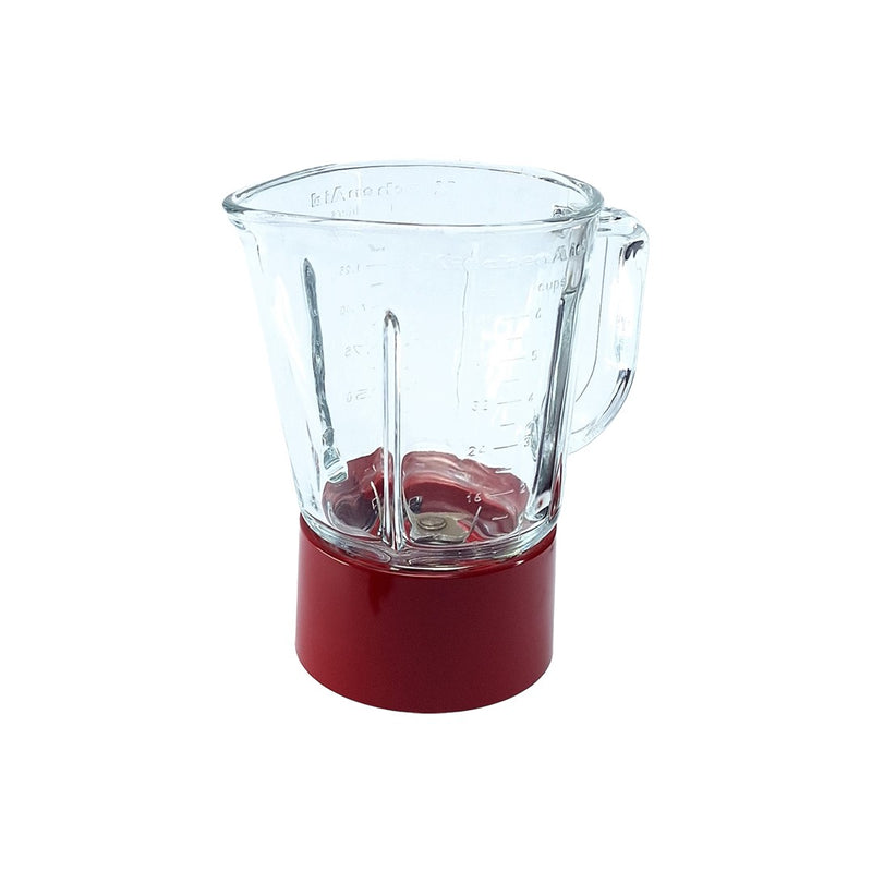 Vaso De Vidrio + Portavaso Y Cortador Licuadora Kitchenaid Rojo Original-1