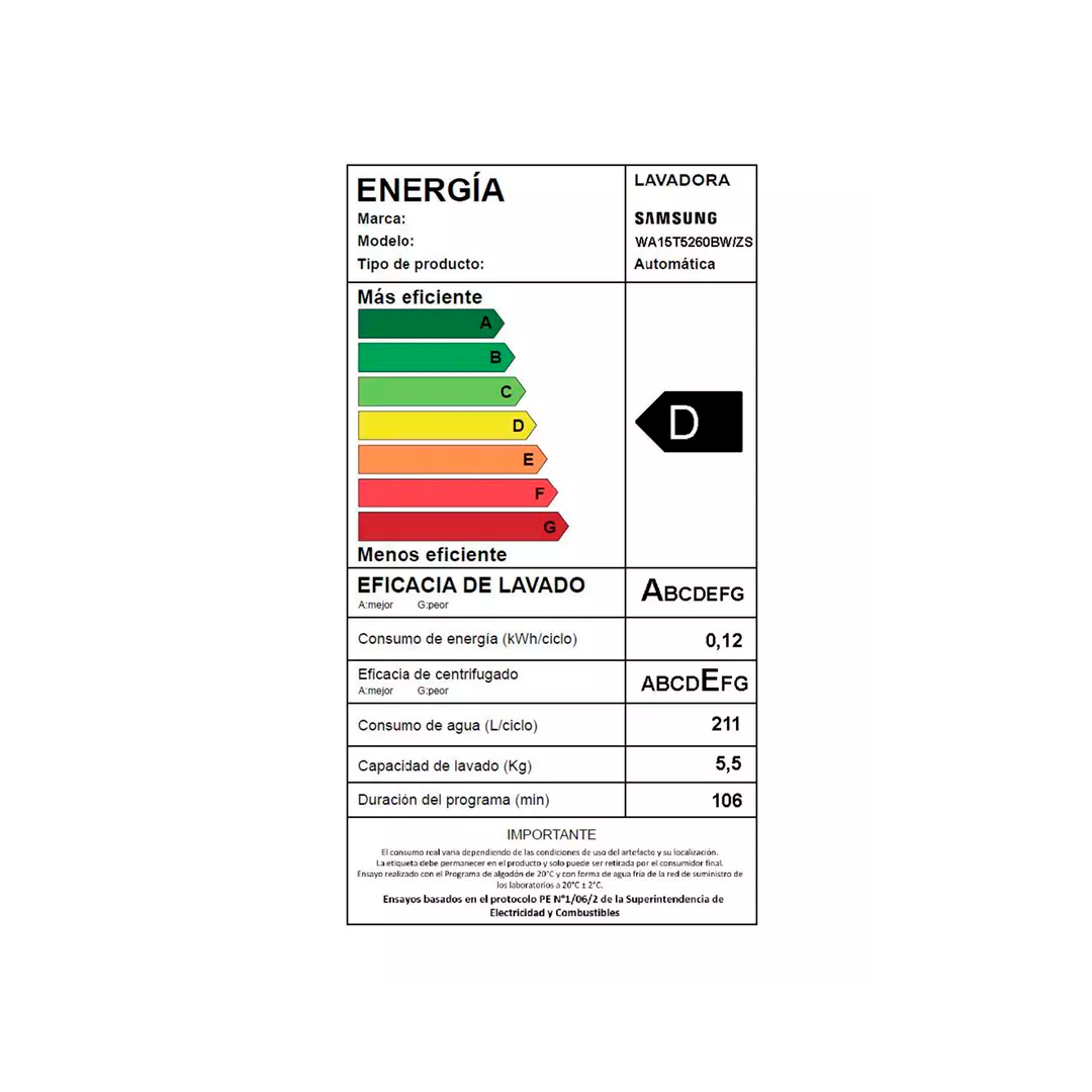 Open Box - Lavadora Carga Superior Samsung Wa15T5260Bw-3