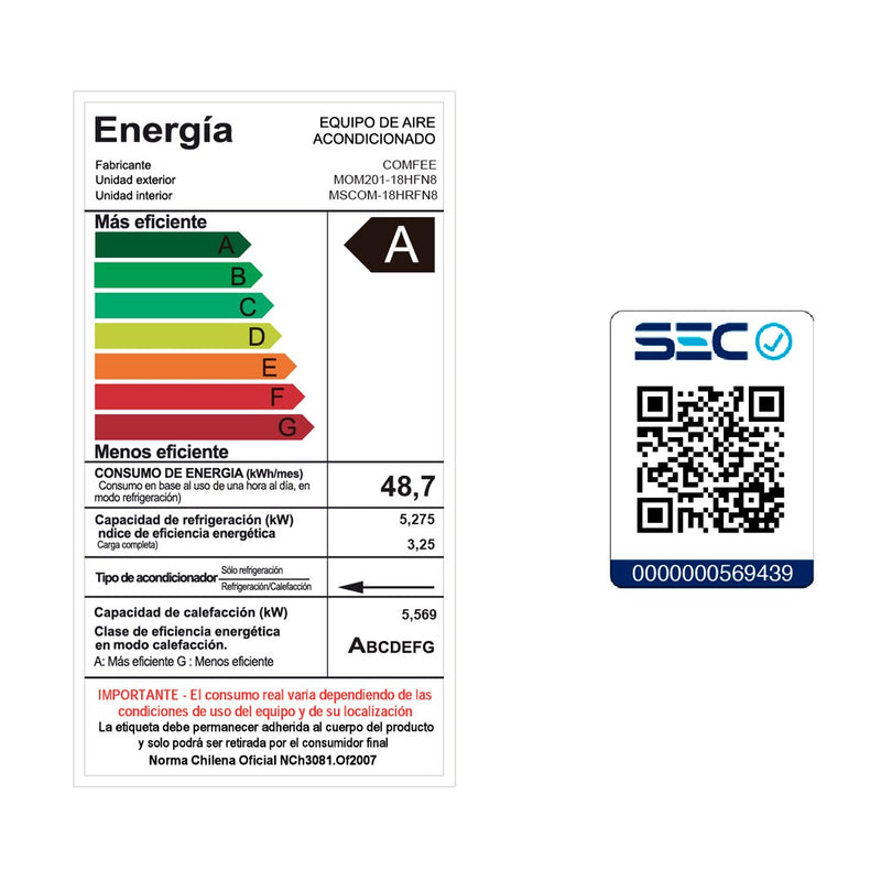 Aire Acondicionado Comfee 18K Btu Wifi Inverter R32-4