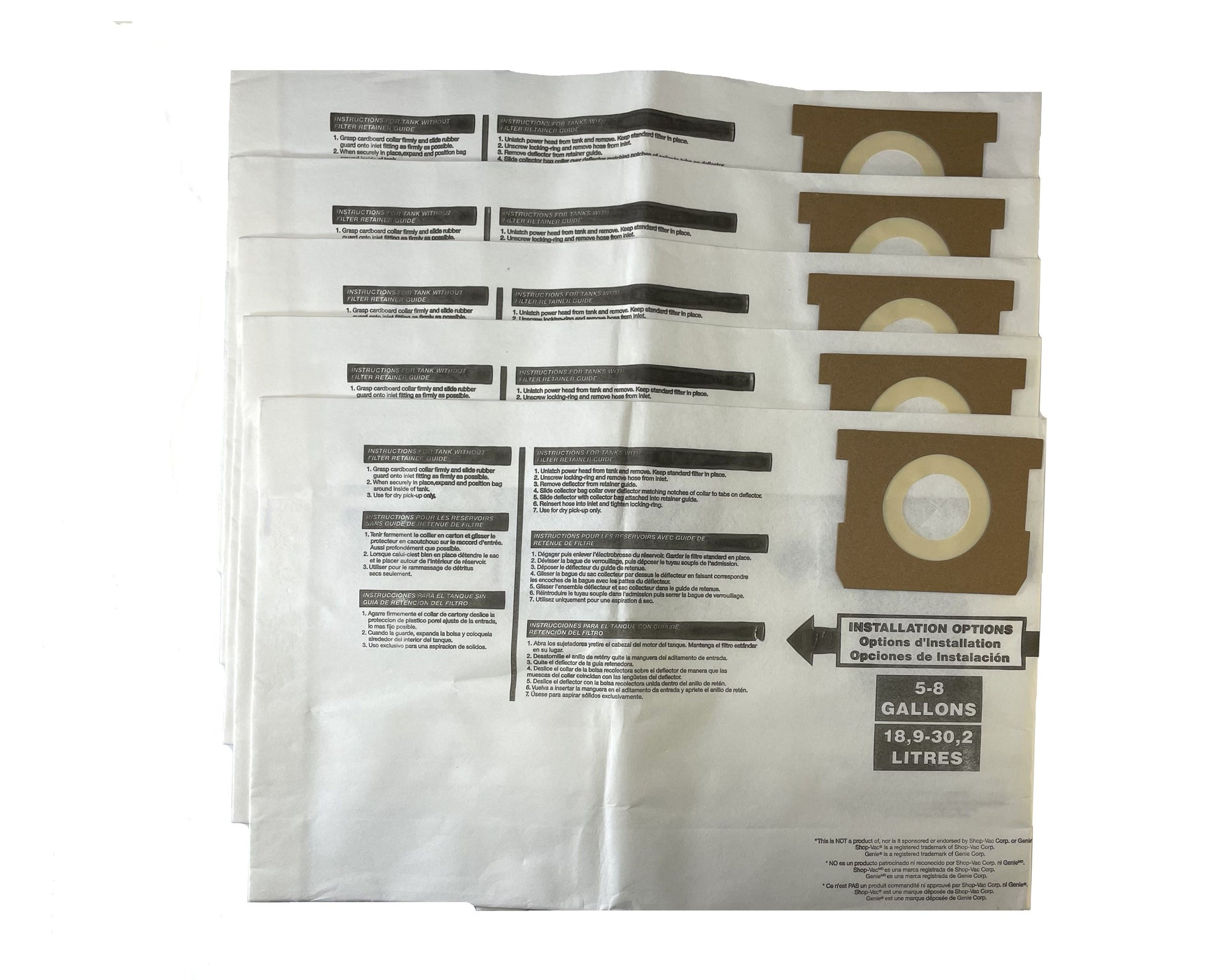 Bolsa Para Aspiradora Ridgid 5-8 Gls 90661 Pack 5Unid