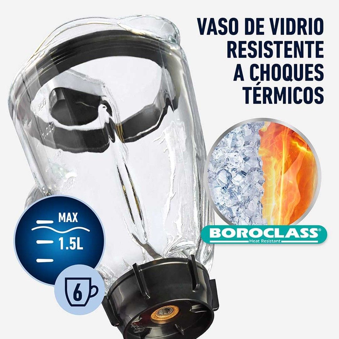 Vaso De Vidrio Boroclass + Tapa Oster Original