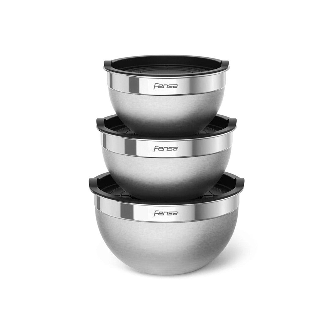Set De 3 Bowls De Acero Inoxidable Fensa
