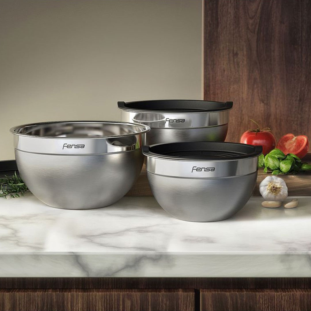 Set De 3 Bowls De Acero Inoxidable Fensa-3