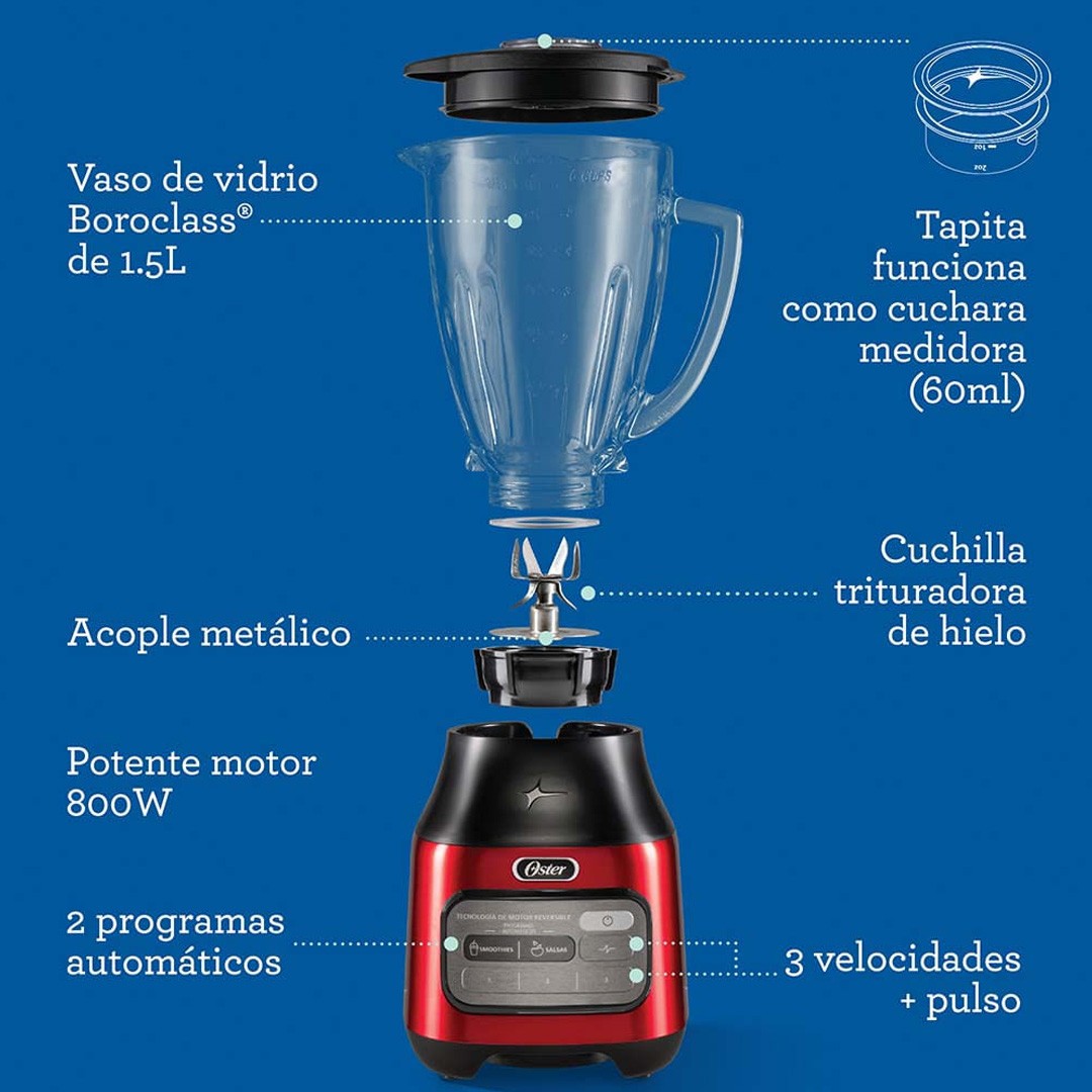 Licuadora Oster® Con Tecnología Reversible Y 3 Velocidades Blstpegcrt-1