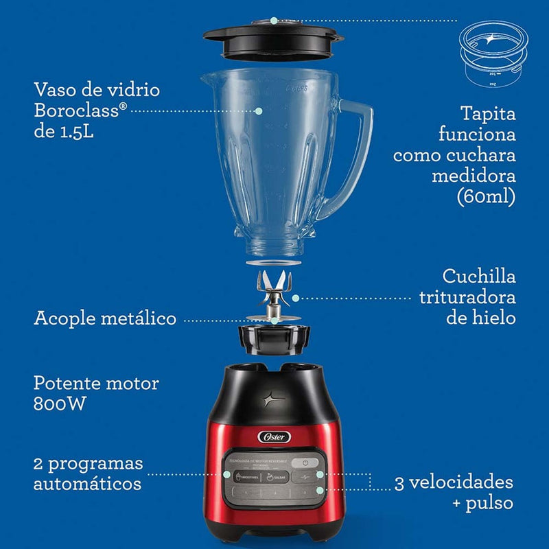 Licuadora Oster® Con Tecnología Reversible Y 3 Velocidades Blstpegcrt-1