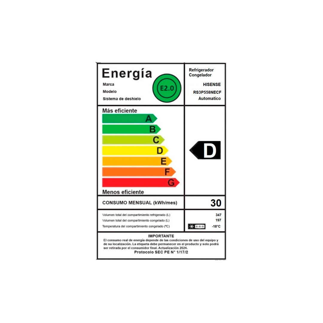Refrigerador Side by Side 544 L Hisense RS3P558NECF-4