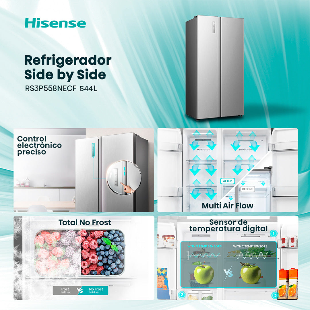 Refrigerador Side by Side 544 L Hisense RS3P558NECF