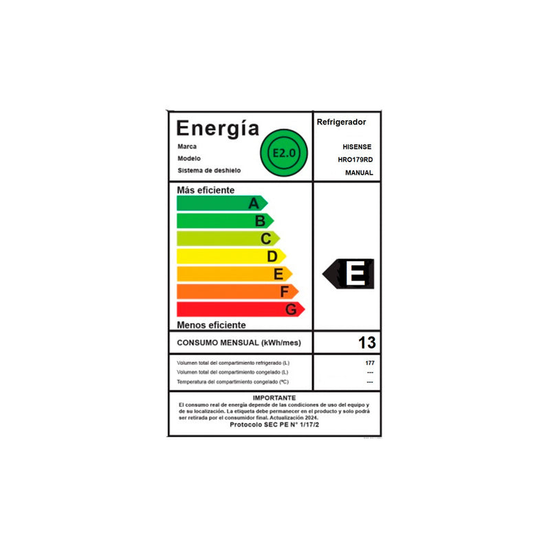 Refrigerador Single Door 177 L Hisense HRO179RD-5