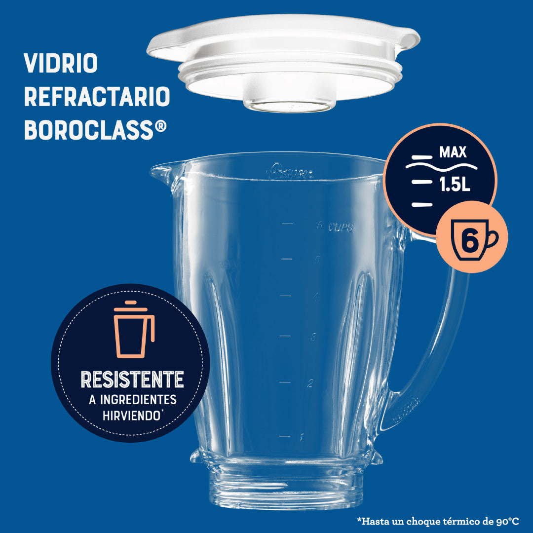 Licuadora Oster® 2 Velocidades y Pulso con Vaso Boroclass® 1.5 Lt Blanco BLSTKAG-WRD-5