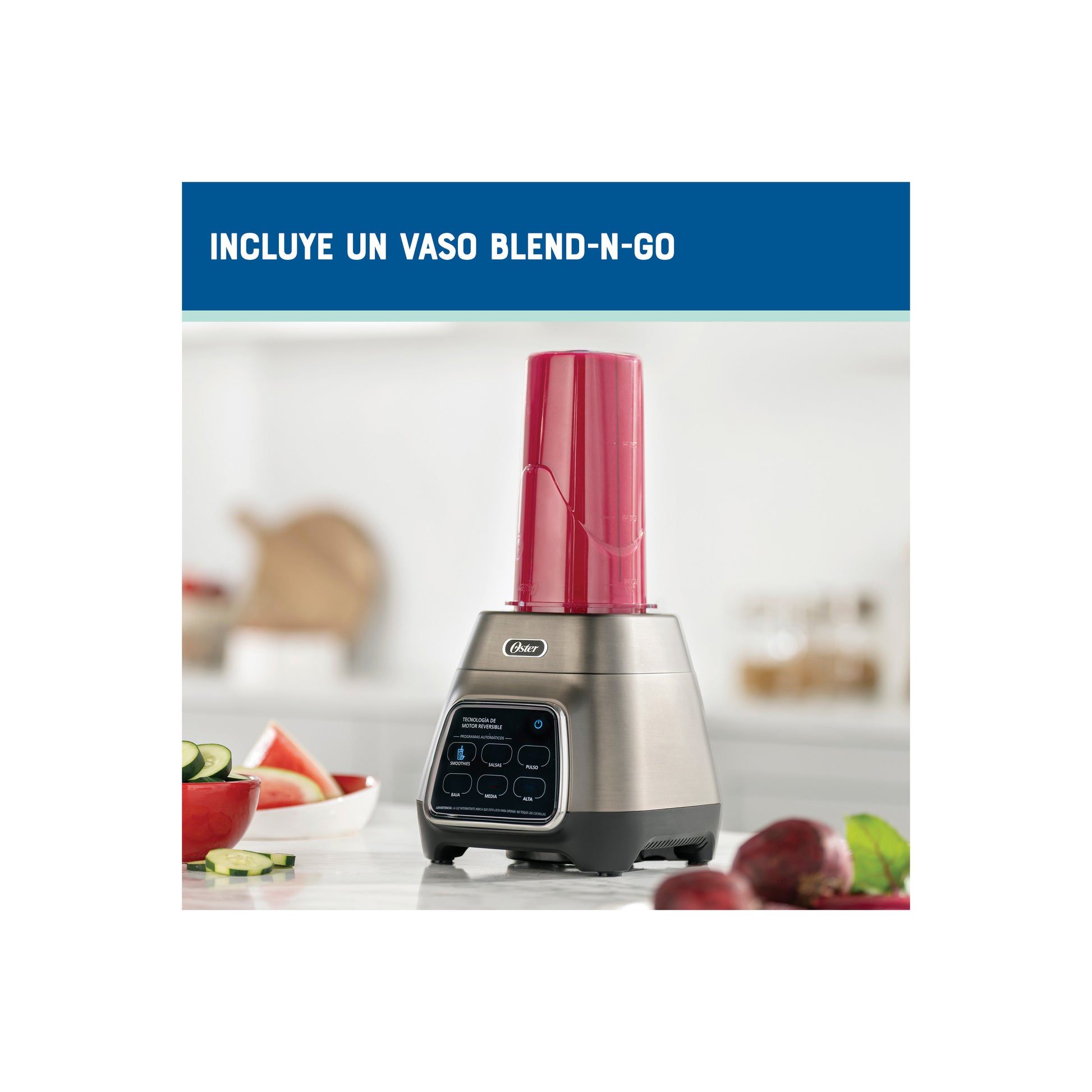 Licuadora Oster® con Tecnología Reversible y Pantalla Táctil, 3 Velocidades y 2 Programas automáticos BLSTPYG1312XBG-8